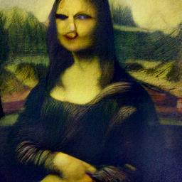 generated: a painting of the mona lisa on a white wall #1